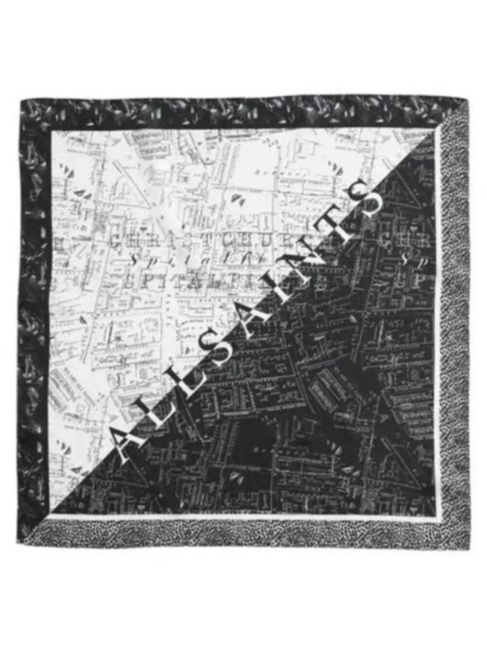 All Saints Spitalfields Splice Square Bandana Scarf in Black and White